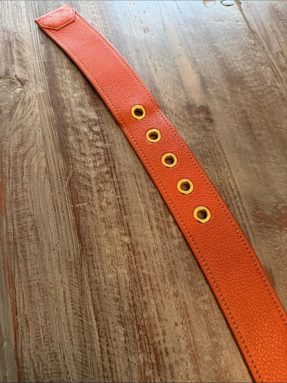Prada Orange Leather Belt with Gold Hardware